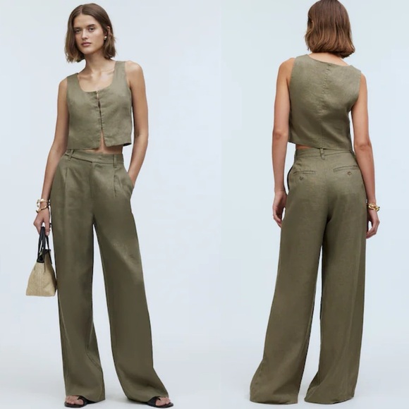 Madewell Pants - Madewell The Harlow High Rise Wide Leg Pant in 100% Linen in Distant Surplus 2